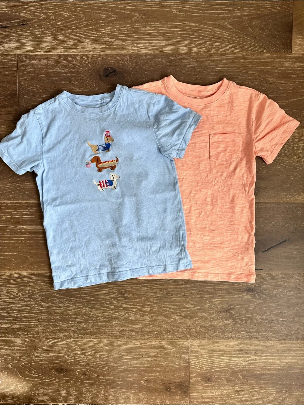 Janie and Jack dog embroidered and orange pocket tee size 8